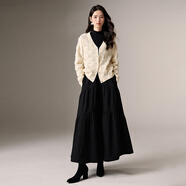 ONE BUYE【新品】2026春季時(shí)尚溫柔甜美毛衣含羊毛軟糯親膚針織開(kāi)衫女 米杏色 S