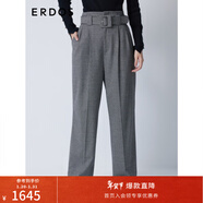 ERDOS 簡(jiǎn)約休閑高腰直筒褲千鳥(niǎo)格復古法式修身顯瘦女褲休閑褲 黑白格 155/64A/S