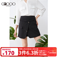 G2000商場(chǎng)同款女裝半身裙 新款時(shí)尚不規則拼接豎條紋短裙93264301 黑色/99 XS /32