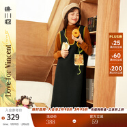 兩三事針織連衣裙女秋冬季復古無(wú)袖中長(cháng)款裙子背心裙梵高兀自生長(cháng) 黑色 L