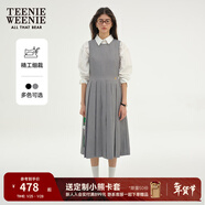 Teenie Weenie小熊春季學(xué)院風(fēng)中長(cháng)款連衣裙氣質(zhì)黑色收腰百褶裙子女 淺灰色 M (165)