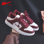 回力女鞋板鞋女春季新款時(shí)尚韓版百搭學(xué)生休閑厚底皮面小白鞋子 酒紅色 35