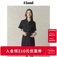 ELAND【100%棉】衣戀連衣裙女甜美H型微落肩中長(cháng)款裙子25夏季新款 深牛仔色(57)D/Indigo L /170