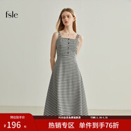 范思藍恩范思藍恩22FS2124法式格子吊帶連衣裙女夏季長(cháng)款甜美氣質(zhì)顯瘦裙子 吊帶黑白格 XS