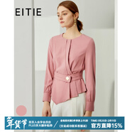 愛(ài)特愛(ài)（EITIE）秋季新款商場(chǎng)同款圓領(lǐng)收口長(cháng)袖氣質(zhì)腰帶款顯瘦襯衫上衣女6413103 珊紅65 XL 170