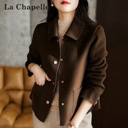 拉夏貝爾（La Chapelle）短外套女裝21年春季新款韓版寬松短款時(shí)尚外套春秋風(fēng)衣小個(gè)子夾克 咖色 M 【建議106-115斤】