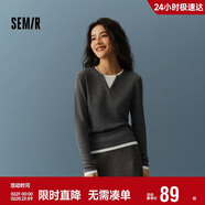 森馬（Semir）森馬毛衣女短款假兩件含羊毛針織衫24冬新款保暖內搭109724107015