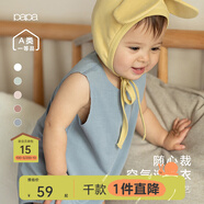 papa爬爬夏嬰兒衣服寶寶連體衣可剪裁螺紋包屁衣男女童無(wú)感無(wú)痕 淺藍色 80cm
