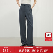 范思藍恩 春秋裝新款拖地褲子女高腰直筒褲休閑褲顯瘦長(cháng)褲 煙灰色 L