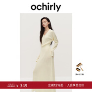 OCHIRLY【季末折扣】羊毛軟糯V領(lǐng)顯瘦舒適極簡(jiǎn)毛針織連衣裙2025秋 米白 M