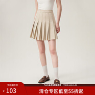 范思藍恩學(xué)院風(fēng)a字高腰半身裙女春裝2024新款百褶裙短裙24FS11141 象牙奶油 L