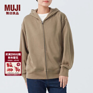 MUJI MUJI 女式 毛圈 拉鏈連帽衫 女長(cháng)袖外套春秋款 女裝 BBQ91C4S 淺灰棕色 S 155/80A