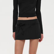 多穿法復古系帶可拆卸蝴蝶結低腰包臀西裝半身mini裙褲 黑色贈蝴蝶結綁帶 S S