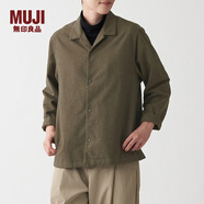 MUJI 男女通用法蘭絨開(kāi)領(lǐng)襯衫長(cháng)袖休閑百搭襯衣外套純棉全棉ACA71A1A 褪色米色 S-M 165/88A