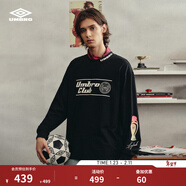 茵寶（Umbro）運動(dòng)長(cháng)袖歐洲杯足球風(fēng)球衣復古長(cháng)T男款衛衣套頭衫t恤衫 凝眸黑 XL