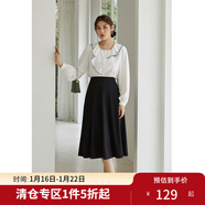 獨束大碼女裝半身裙女新款韓版百褶裙遮肉顯瘦高腰a字裙 黑色（DY） L