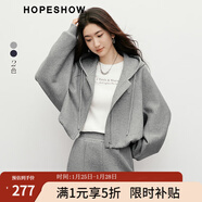 紅袖設計感寬松衛衣外套春秋季新款女裝刺繡蝙蝠袖連帽運動(dòng)休閑上衣 煙灰056 S