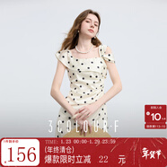 三彩獨醒2025夏季新款法式復古溫柔風(fēng)波點(diǎn)方領(lǐng)連衣裙收腰長(cháng)裙F 米白色幾何 S 155/80A