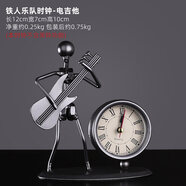 詩(shī)迦努鬧鐘小鬧鐘裝飾品辦公室電腦書(shū)桌書(shū)桌房間臥室孩子的床邊裝飾品 鐵人樂(lè )隊時(shí)鐘-電吉他