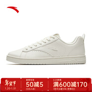 安踏（ANTA）女板鞋薄底鞋春季經(jīng)典時(shí)尚拼接通勤防滑運 象牙白/銀色-2 39 (女8)