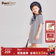 PawinPaw【親子款】卡通小熊童裝夏季女童海軍條紋連衣裙 Navy藏青色/59 130 cm