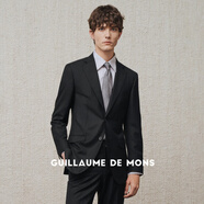 Guillaume de Mons澳嘉純羊毛西服男商務(wù)正裝男士三件套新郎結婚禮服正裝西裝套裝男 升級版 黑色【上衣+西褲】 039 46 碼（西褲尺碼請備注）