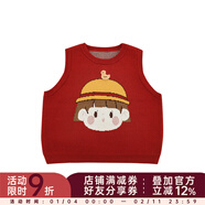 幼悠女童安安小鴨子系列秋季工字背心裙娃娃翻領(lǐng)打底襯衫多件套潮 毛衣背心深紅色（Q4102） 100cm