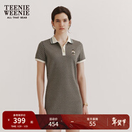 Teenie Weenie小熊女裝春夏學(xué)院通勤復古菱形格氣質(zhì)短袖Polo連衣裙 軍綠色 M (165)