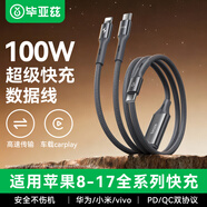 畢亞茲雙頭Type-C數據線(xiàn)轉二合一充電線(xiàn)一拖二快充線(xiàn)適用蘋(píng)果iphone17/16/15/14/13華為小米三星安卓ipad