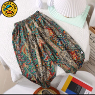 G.duck小黃鴨兒童防蚊褲兒童夏九分褲冰絲男童女童夏防蚊褲燈籠寶寶褲子 民族風(fēng) 130