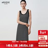 艾諾絲雅詩(shī)【商場(chǎng)同款】2025夏季新品百搭撞色條紋背心裙連衣裙長(cháng)裙40439021 黑白條 M