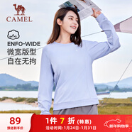 駱駝（CAMEL）長(cháng)袖圓領(lǐng)套頭衛衣女寬松休閑運動(dòng)打底衫 J23CZ0L5064 晨曦紫 M