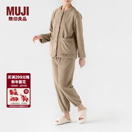 MUJI女式 暖柔 家居睡衣套裝 女士家居服冬季款 FD04CC3A 灰棕色 S-M上裝160/84A,下裝160/66A