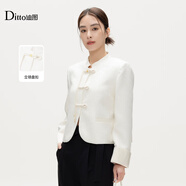 迪圖（Ditto）新中式白色短外套女小衫2026春裝立領(lǐng)盤(pán)扣國風(fēng)刺繡女裝輕熟風(fēng)上衣 米白色 S