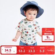 巴拉巴拉嬰兒t恤寶寶打底衫女童上衣男短袖夏季全棉可愛(ài) 綠紅色調00346 110