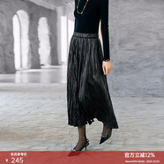 顏域（YANYEE）中長(cháng)款顯瘦A字半身裙女裝2025新款冬季裙子安可拉紅色百褶裙 黑色 M