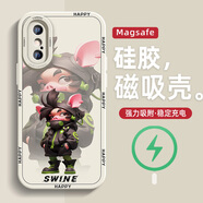曼貝仕 適用蘋(píng)果X磁吸手機殼XR2026新款馬年生肖硅膠軟殼iPhone8plus高級液態(tài)蘋(píng)果7全包防摔保護套 【內置磁吸/古董白】街頭小豬TE 蘋(píng)果XSMAX