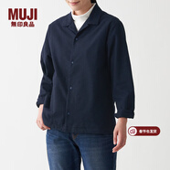 MUJI 男女通用法蘭絨開(kāi)領(lǐng)襯衫長(cháng)袖休閑百搭襯衣外套純棉全棉ACA71A1A 藏青色 S-M 165/88A
