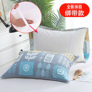 ZNMW純棉枕巾加厚全棉紗布情侶枕頭巾一對裝成人加大四季單人枕芯蓋巾 【綁帶款】夢(mèng)幻藍1對