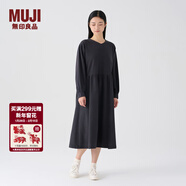 MUJI女式 法蘭絨抽褶連衣裙 美拉德純棉起毛寬松長(cháng)裙子秋冬 BC08CC3A 炭灰色 L 165/88A