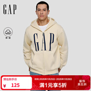 GAP男女裝2025秋季新款logo印花抓絨寬松運動(dòng)連帽衫衛衣 米色 3XL (185/108A)亞洲尺碼【偏大,建議拍小一碼】