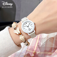 迪士尼（Disney）手表女簡(jiǎn)約小圓盤(pán)帶日歷石英表初高中學(xué)生女孩防水手表新年禮物
