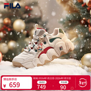 斐樂(lè ) 斐樂(lè )老爹鞋女鞋運動(dòng)鞋圣誕可頌面包鞋休閑鞋男鞋情侶 雪白/雨朦灰色-女款 35.5