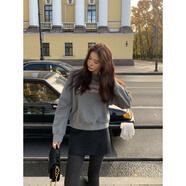 高腰毛呢A字短裙包臀修身顯瘦 女秋冬聚酯纖維短裙 2024新款百搭 深灰色 現貨 S