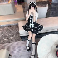 何佳功昭和蛋糕裙熊之原創(chuàng  )lolita古早昭和蛋糕三層裙擺背帶裙套裝公主風(fēng) 黑色背帶裙（包含蝴蝶結）sc166 L  標準