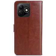 阿峻科科榮耀x60i手機殼翻蓋式皮套LYN一AN00保護套Honor X60i外殼叉六十艾全包防摔防爆軟邊錢(qián)包插卡磁扣 棕色@皮套+全屏鋼化膜+掛繩 榮耀X60i