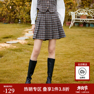 固執（OBSTINATE）【特價(jià)】秋季新款學(xué)院風(fēng)格子小個(gè)子顯腿長(cháng)a字百褶短裙半身裙女裝 藍格子 L 170/72A