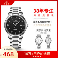 天王（TIAN WANG）手表男士 新年禮物滄海系列鋼帶石英表黑色GS3887S/D-B-3