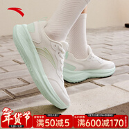 安踏運動(dòng)鞋女鞋秋冬新款防水皮面跑步鞋休閑鞋百搭輕便軟底減震小白鞋 【減震回彈】紙莎白/淺曦綠 36 (225mm)