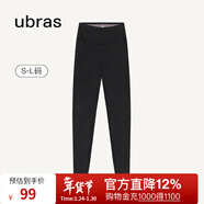ubras仿牛仔高腰收腹加絨打底褲女保暖時(shí)尚高彈可外穿 黑色平腰款 1條 L